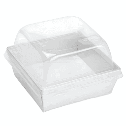 Контейнер бумажный универсальный 800 мл 163*163*56 мм БЕЛЫЙ ForGenika SmartPack + крышка купольная Dome Lid КОМПЛЕКТ!